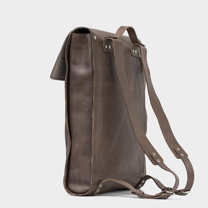 Leather laptop backpack - The Minimalist (Gray)-3