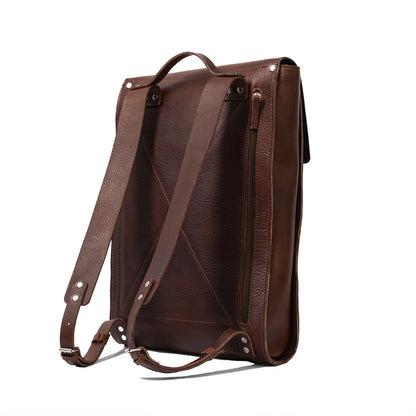 Leather laptop backpack - The Minimalist (Mahogany)-0