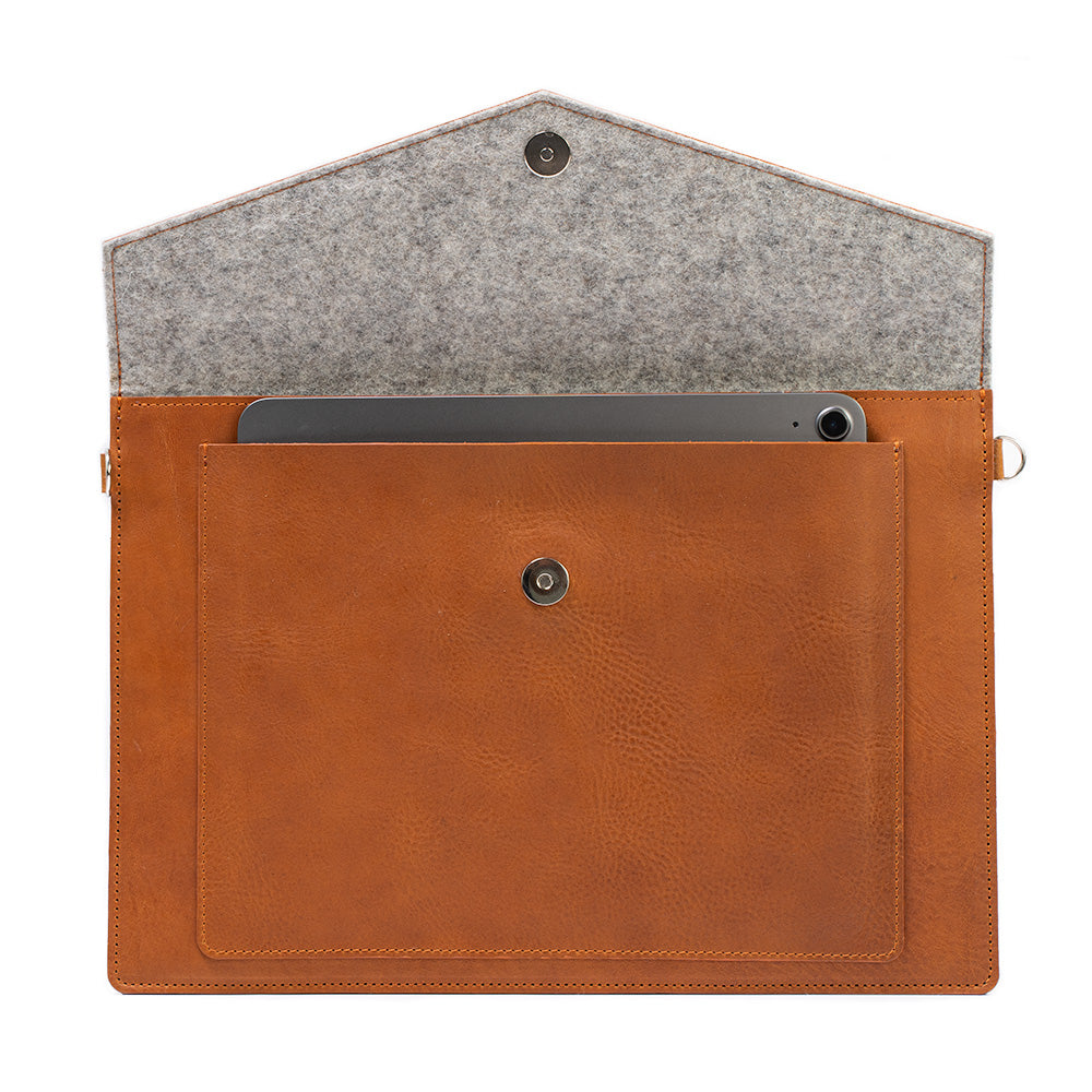 Leather Bag for MacBook with a pocket for iPad-1