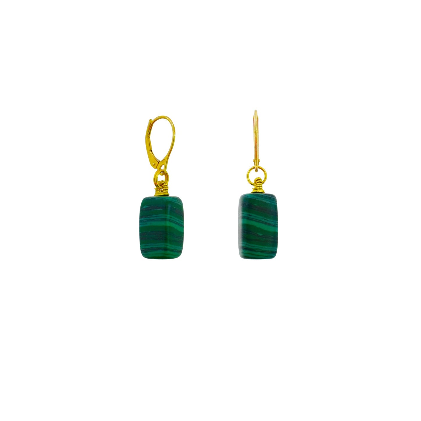 Malachite and Yellow Gold Vermeil Earrings, Gemstone Earrings, Bloom Collection | by nlanlaVictory-2