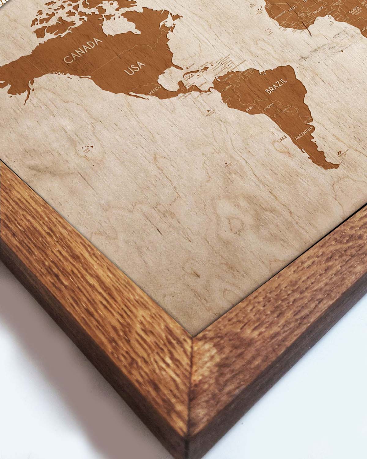 Wooden World Map in an oak frame-2