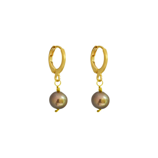 Silver Freshwater Single Pearl Huggie Earrings | by Ifemi Jewels-0