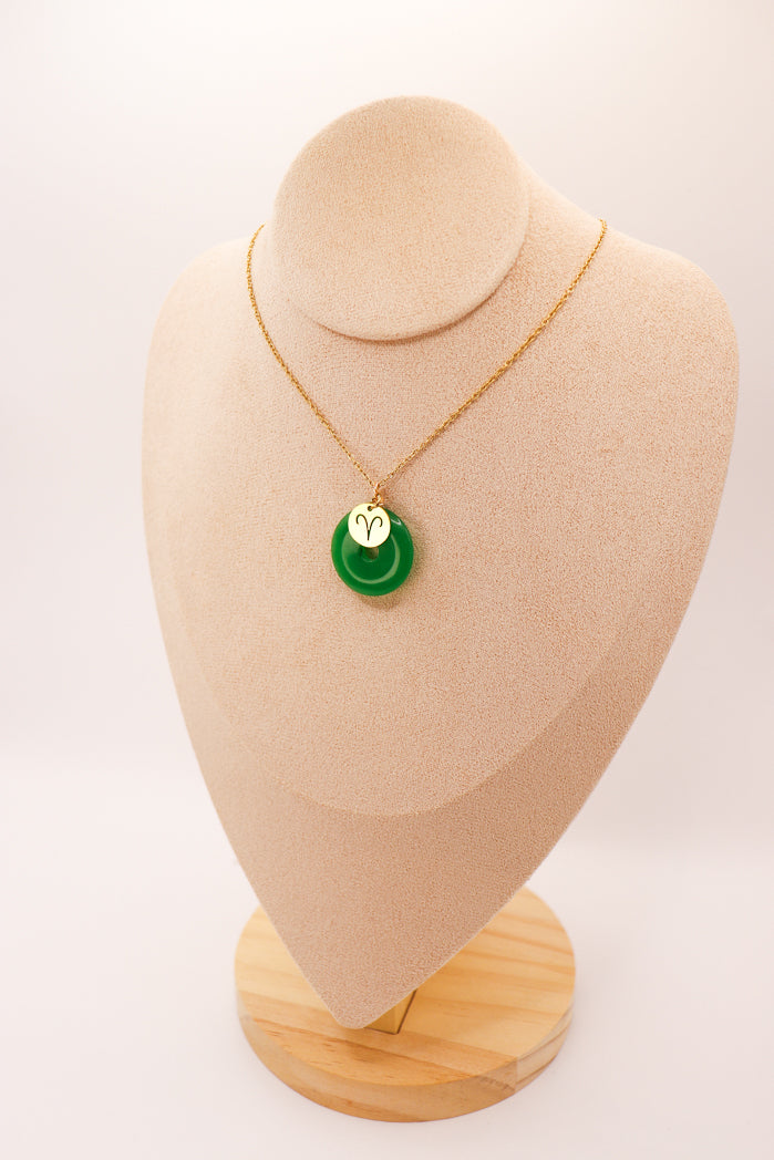 PERSONNALISÉ | Pendentif Donut en Jade + Charm Astro-1