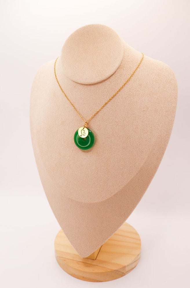 PERSONNALISÉ | Pendentif Donut en Jade + Charm Astro-9