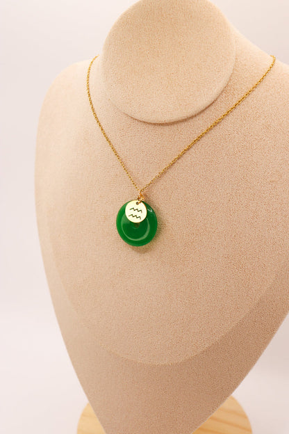 PERSONNALISÉ | Pendentif Donut en Jade + Charm Astro-2