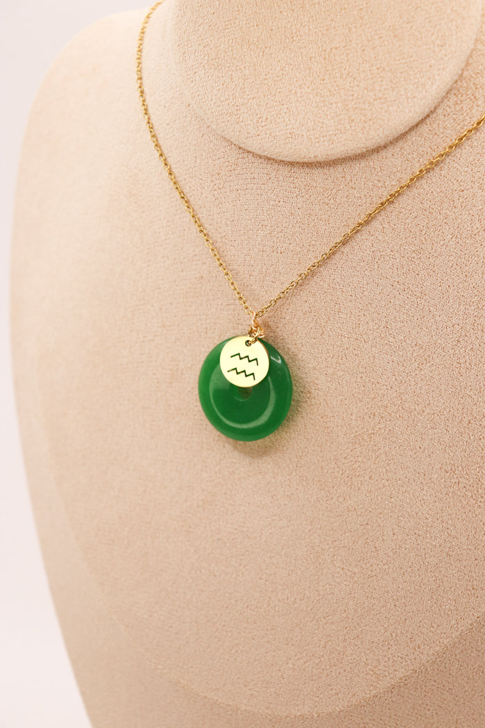 PERSONNALISÉ | Pendentif Donut en Jade + Charm Astro-3