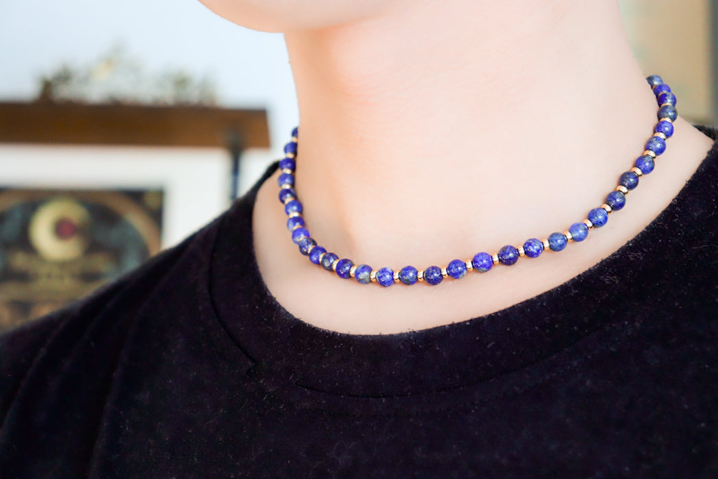 CIRCÉ | Collier en Lapis lazuli et plaqué Or 18 et 24 carats-2