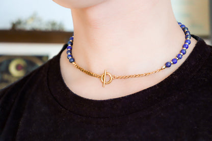 CIRCÉ | Collier en Lapis lazuli et plaqué Or 18 et 24 carats-3