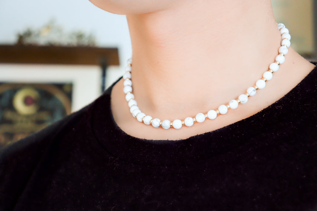 CIRCÉ | Collier en Howlite et plaqué Or 18 et 24 carats-2