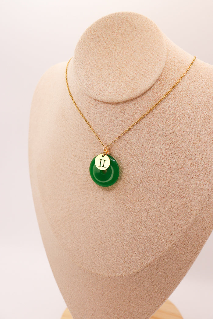 PERSONNALISÉ | Pendentif Donut en Jade + Charm Astro-7