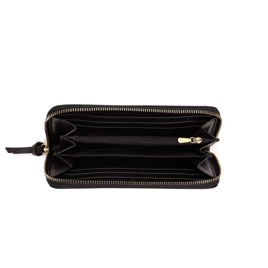 Serene Black Vegan Zip Around Wallet-1