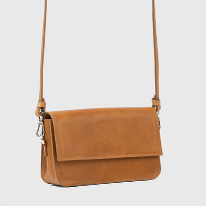 Leather Shoulder Bag - Curie  (Camel)-0