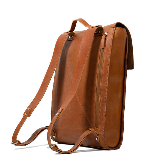 Leather laptop backpack - The Minimalist (Tan)-0