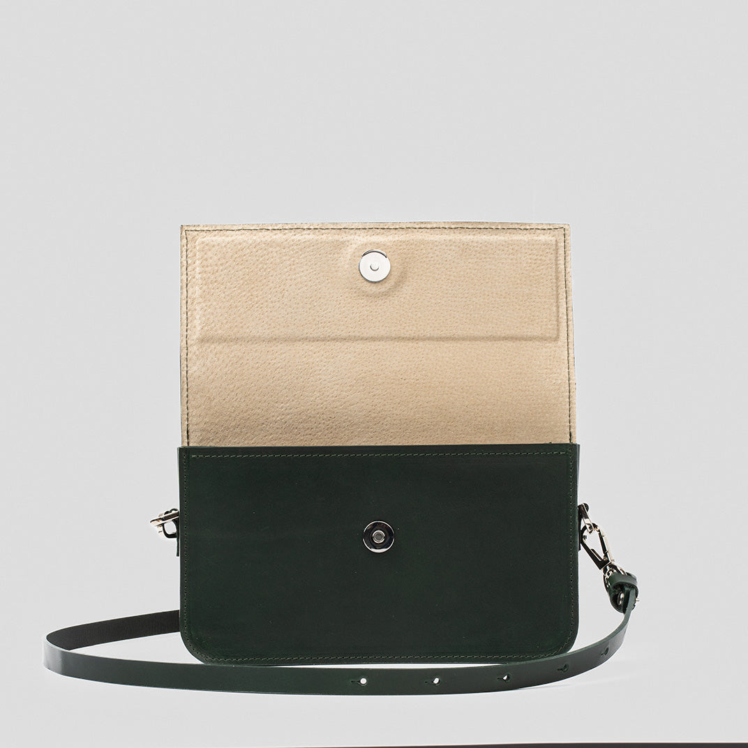 Leather Shoulder Bag - Curie (Forest Green)-1