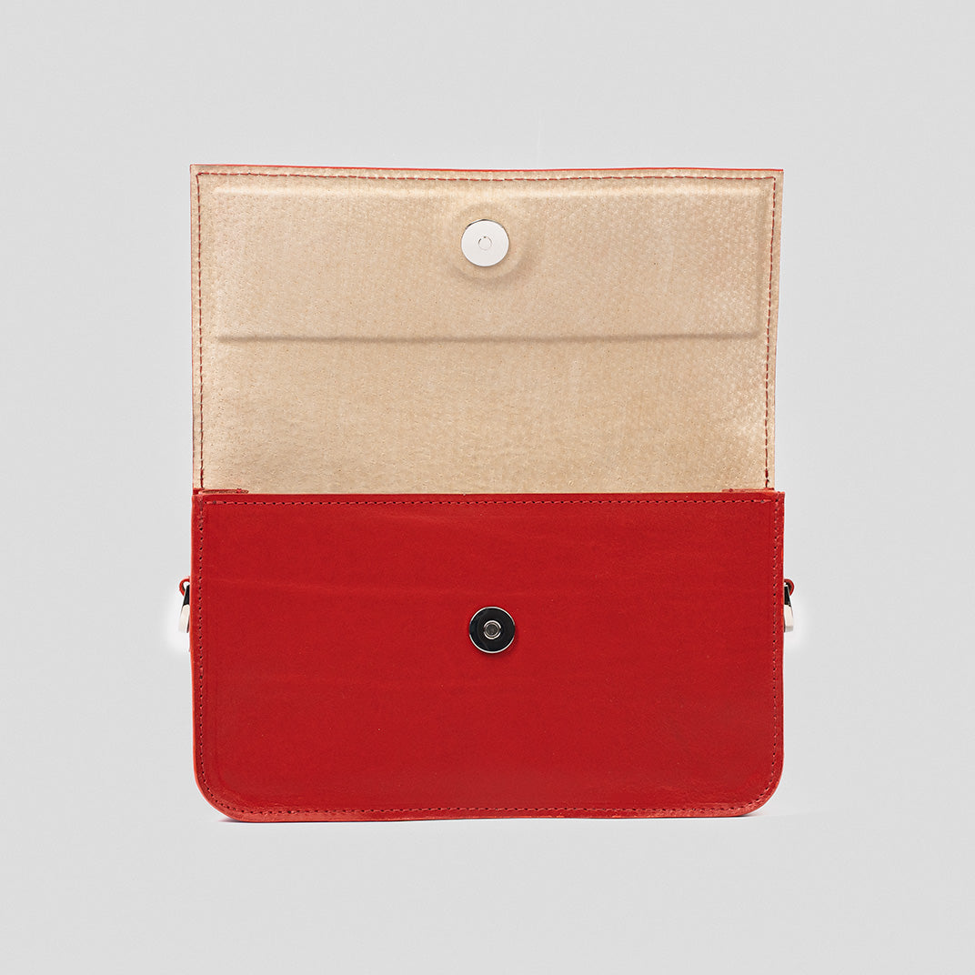 Leather Shoulder Bag - Curie (Red)-3