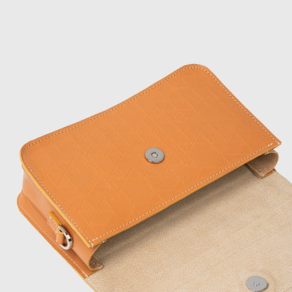 Leather Shoulder Bag - Curie (Orange Vectors)-1